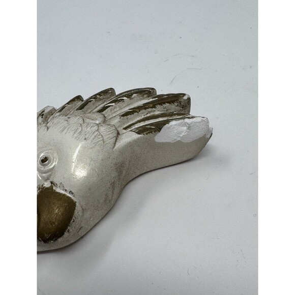 Vintage 1979 Miller Studio Chalkware Cockatoo Wall Art Pair of Birds White Gold - Picture 5 of 8